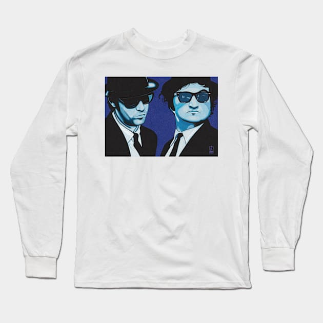 The Blues Brothers, pop art design Long Sleeve T-Shirt by Lucy Chambers Art 